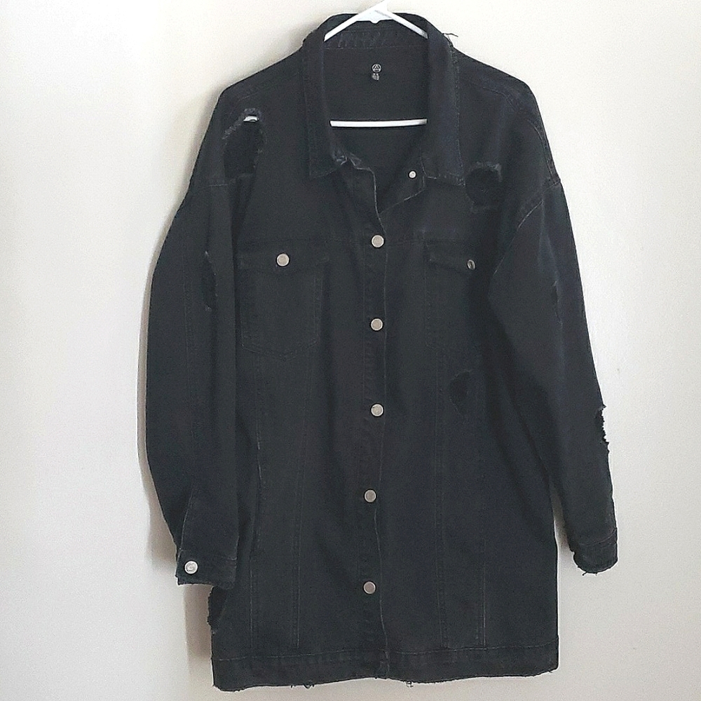 Missguided Distressed Denim Jacket - Picture 2 of 7